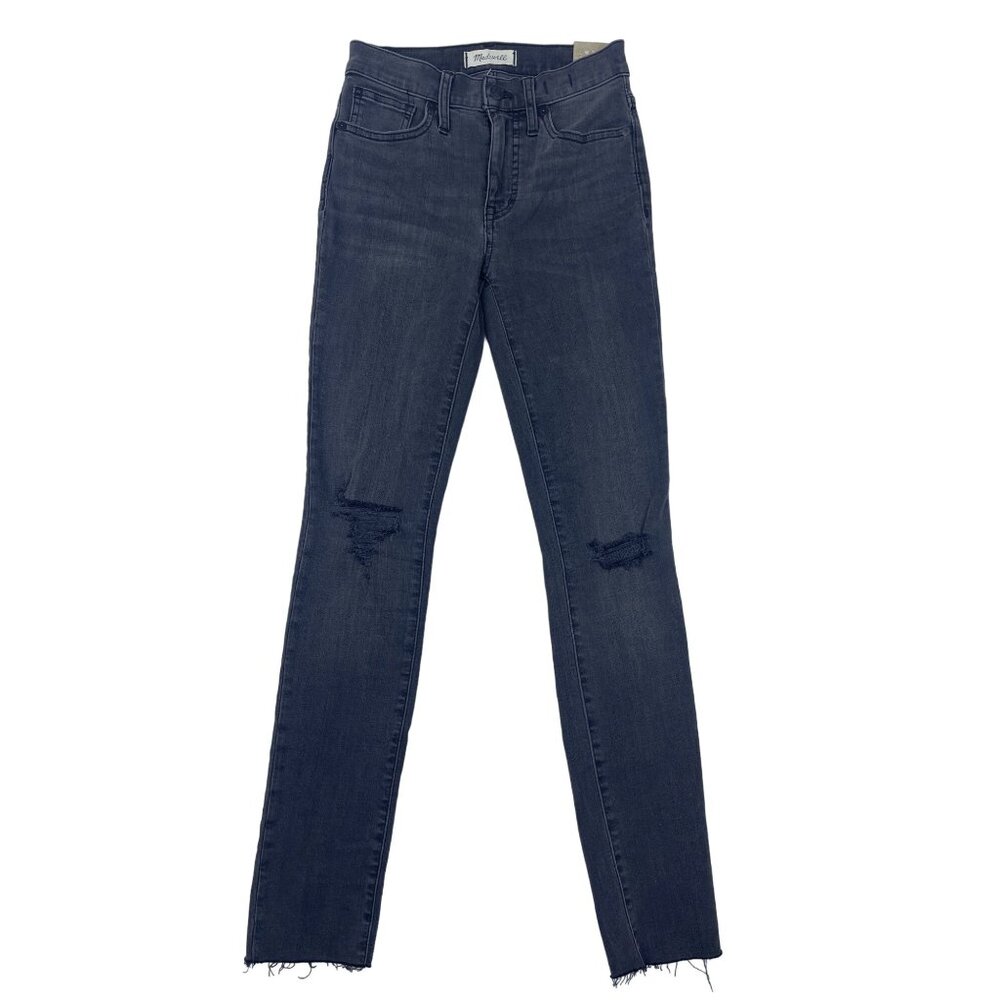 Madewell Womens  Mid-Rise Skinny Jeans Distressed Denim Frayed Hem  Sz 24- New